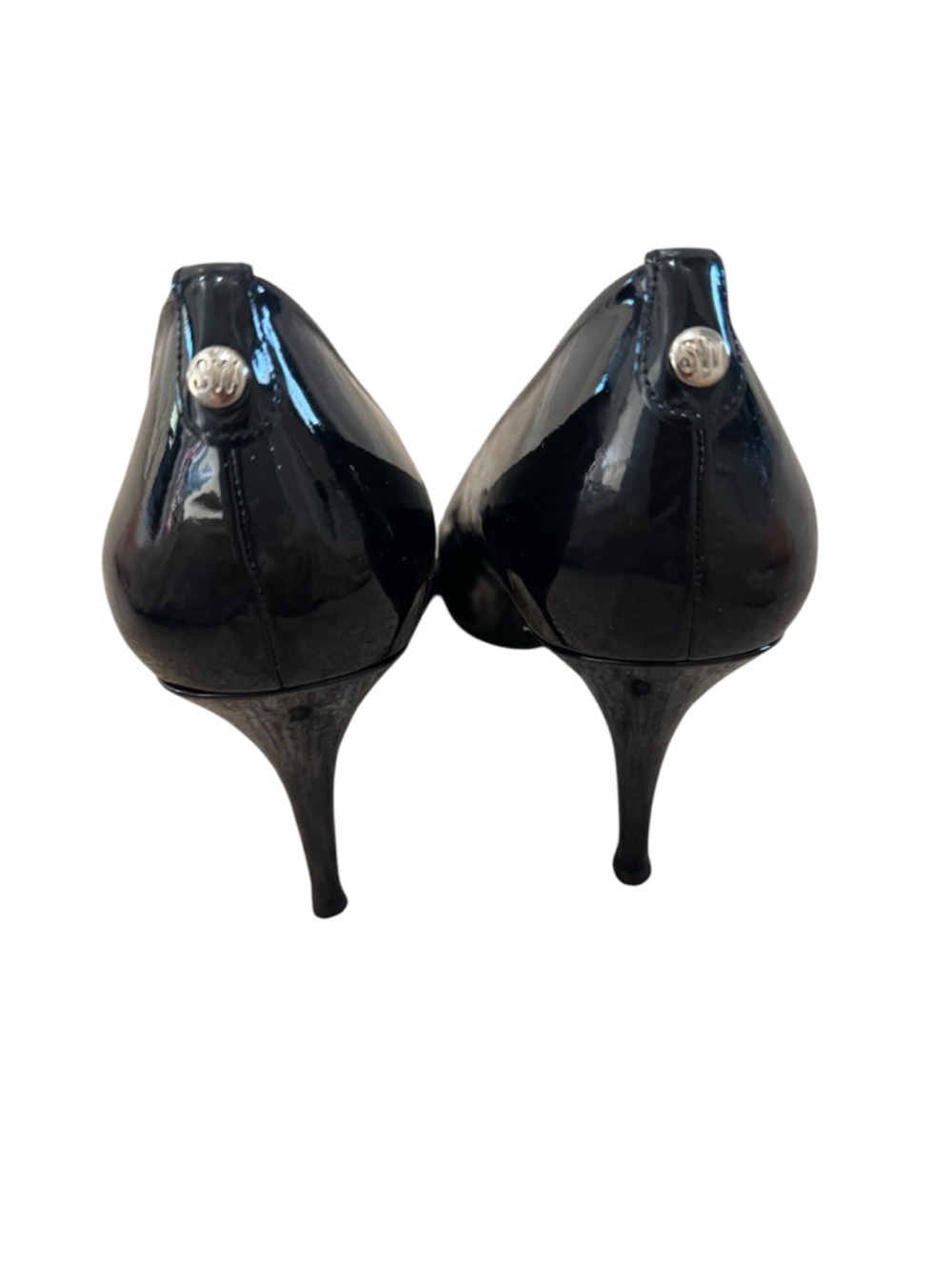 Stuart Weitzman Black Patent Peep-Toe Pumps - Picture 3 of 6